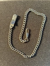 Silver Tone Pocket Watch Chain Double Clip 14” Marked China