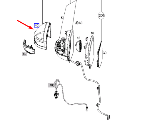 Cadre De Rétroviseur Gauche Avant Pour Mercedes Vito W447 (2016-2023) - Noir ABS, Remplacement Facile - Numéro OEM A4478101500