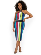 New York & Company Women s Striped Halterneck Sweater Dress Size XS NWOT