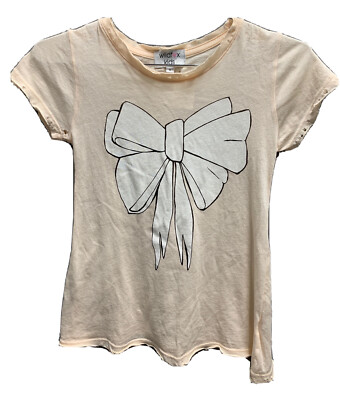 $55 NWT Wildfox Brand Ivory With White Now Graphic Short Sleeve W Holes Girls 10