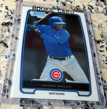 Tarjeta de novato JORGE SOLER 2012 Bowman cromo primera verdadera RC 2xWS Champs MVP Braves🔥$