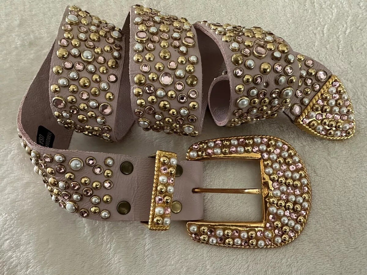 Vintage Gold Studded Crystal Belt Vintage Gold Rhinestone Cowgirl Belt: Studded 1980s Party  main image 3