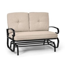 2 Seats Patio Rocking Chair Outdoor Garden Swing Glider Bench Loveseat w/Cushion