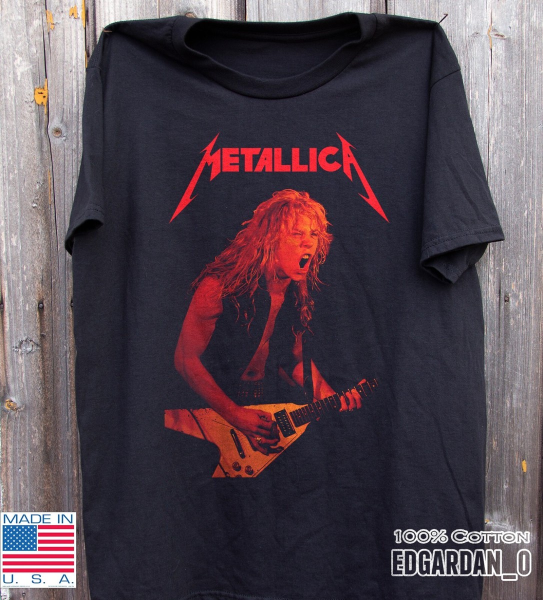 METALLICA James Hetfield Guitarist Heavy Cotton Black T-shirt
