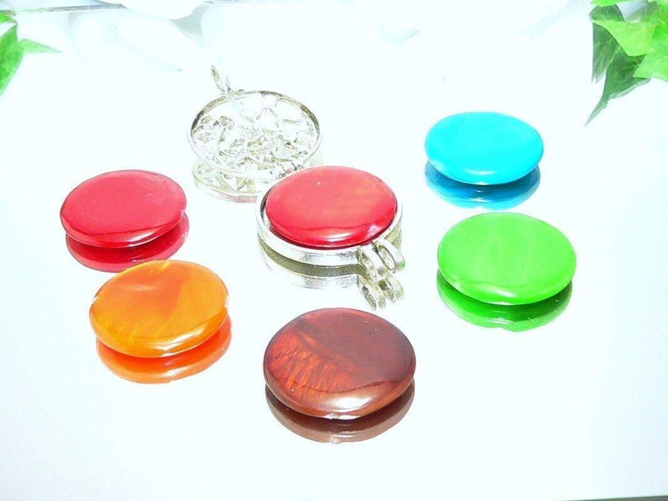 Anhänger Medaillon Perlmutt Scheiben rot türkis grün orange braun wechseln 307c - Bild 4 von 4