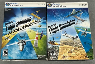 Microsoft Flight Simulator X With Acceleration Expansion Pack Lot PC DVD
