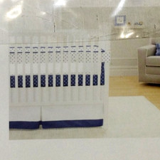CARTER'S Navy Blue White Stars Dust Ruffle 14"Drop Fits Crib Mattress 51.5x27.5