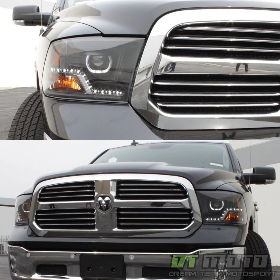Faros halo proyectores LED DRL negros para Dodge Ram 1500 2500 3500 2009-2018 Foto 2 de 4