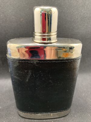 Echtes Leder Tin Lined Leather Wrapped 6 oz Flask With Shot Cup SS Germany.