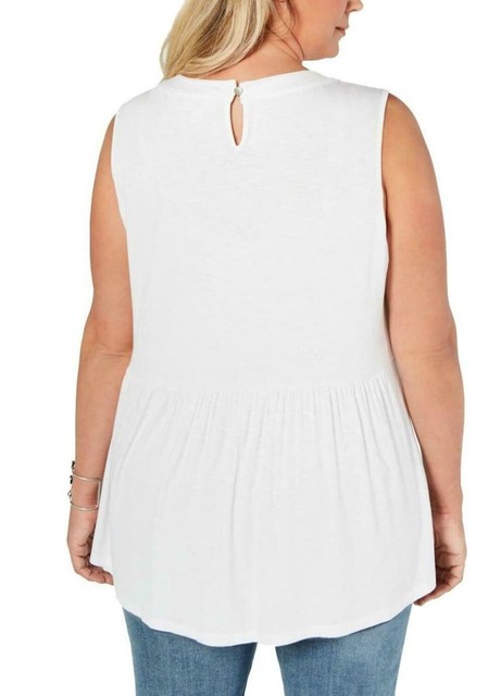 Style Co Petite Large Womens Tank Shirt Rayon Spandex White Floral Sleeveless PL for sale online 