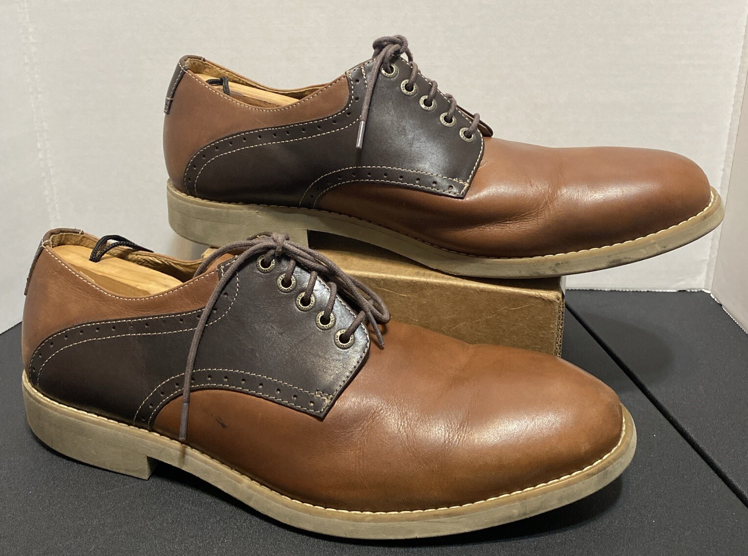 SAOLA JOHNSTON & MURPHY 59 10372 scarpe da uomo taglia 11 M colorblock PELLE LACCIATE