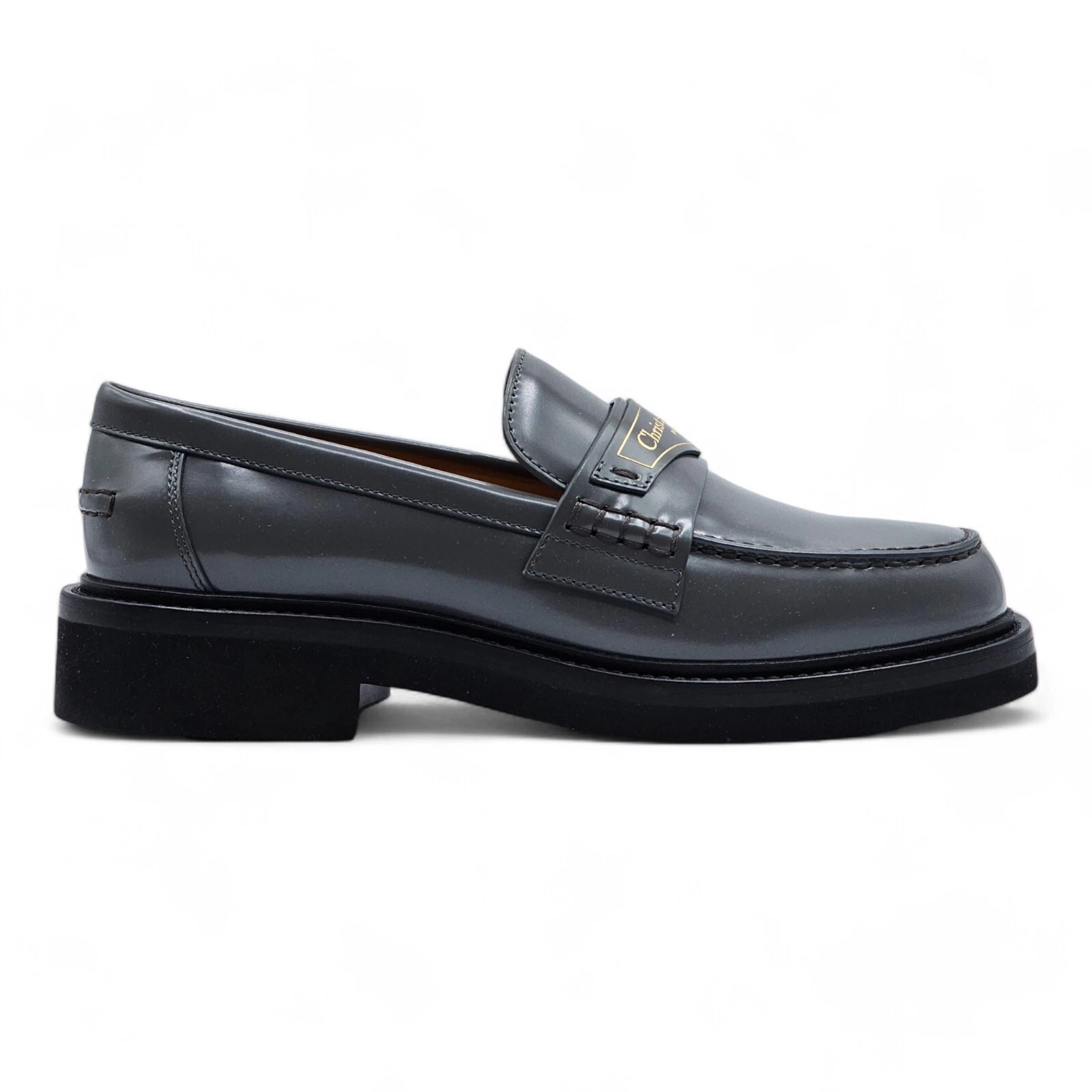 Chaussures mocassins garçon Dior cuir de veau brossé gris 36 (6 US) neuves avec étiquettes