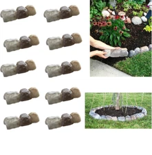 12 in. Concrete Rock Edging 10-Pack Lawn Garden Landscape Edge Border Tree Rings