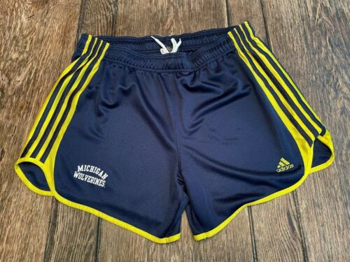 vintage MICHIGAN WOLVERINES women's XL Adidas blue running shorts basketball  )( - Picture 1 of 4
