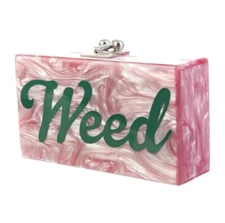 Edie Parker Pink Weed Box Clutch RARE!