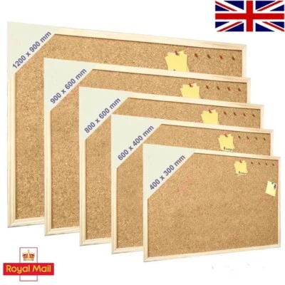 Cork Board Pin Message Notice Board Wooden Frame Office Memo School Pinboard UK