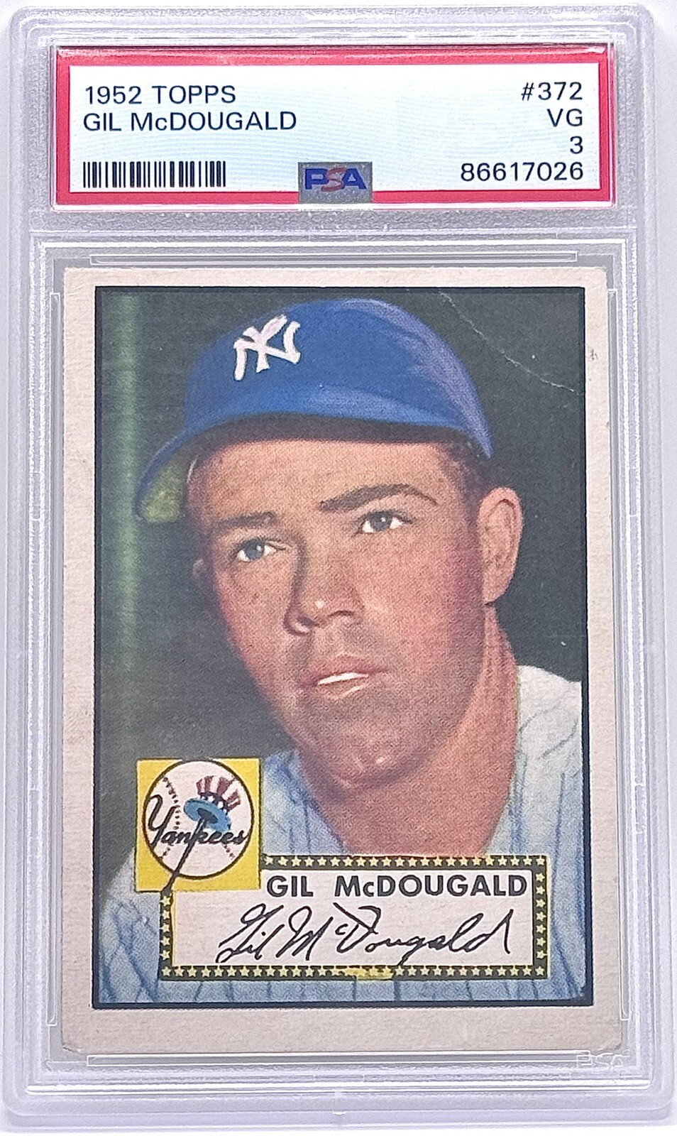 1952 Topps #372 Gil McDougald Rookie Card PSA 3 VG