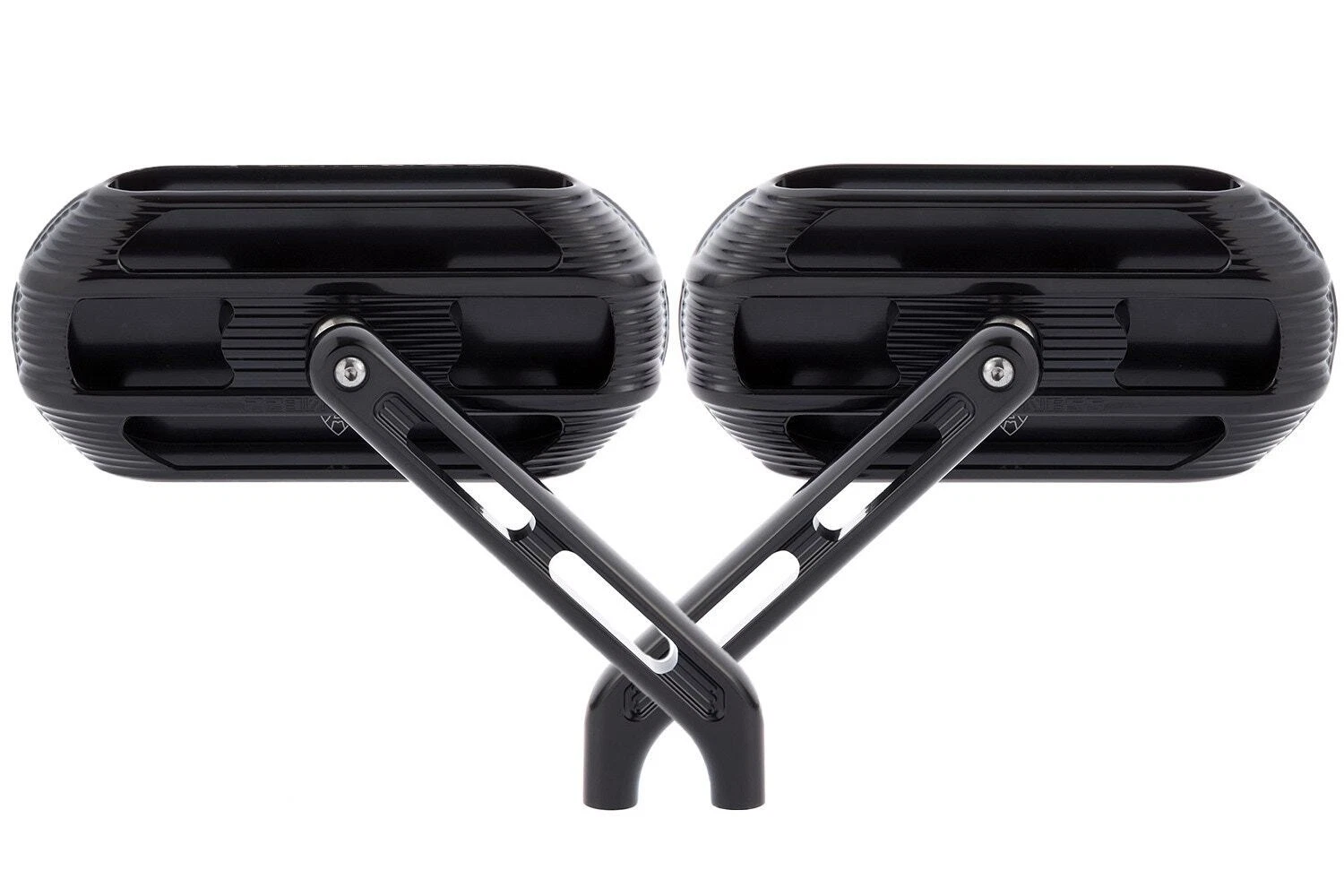 Arlen Ness Black Sidekick Oval Mirrors Left & Right Harley Universal
