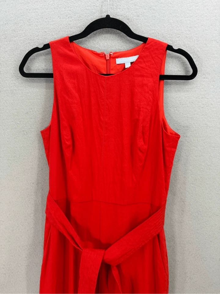 Antonio Melani Womens Red Tie Waist Linen Blend Wide Leg Jumpsuit Size 4 - Image 3 of 4