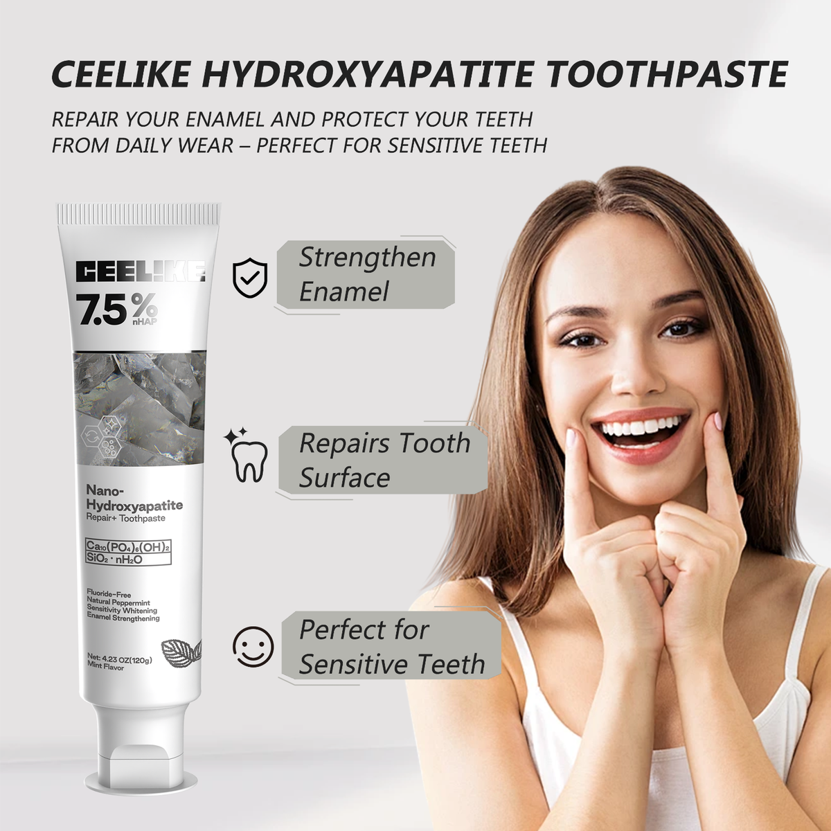 CEELIKE 7.5% Nano Hydroxyapatite Toothpaste - 3 x 4.23 oz | eBay