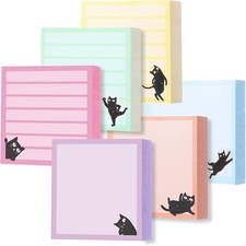 Cute Black Cat Post It Notes 3x3,6 Pads,600 Sheets,Sticky Notes for Office Sc...