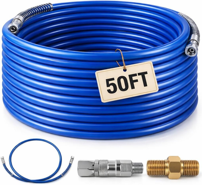 #ad 50FT Airless Paint Sprayer Hose Kit with 5FT Whip Hose 1 4quot; 8500 PSI High Press $53.03