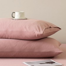Pillowcases Standard Set of 2 Washed Cotton Envelope Pillow Covers Linen-Like
