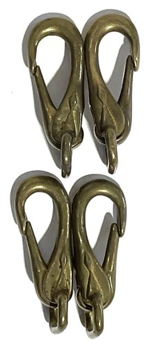 4 ganci a scatto vintage in ottone e pelle corde per cavalli anni 50-60 - Foto 5 di 7