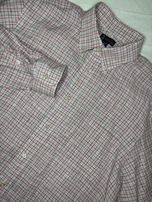 Lands  End Baird McNutt Irish Linen Button Down Shirt 16/37 Tall Pink Plaid