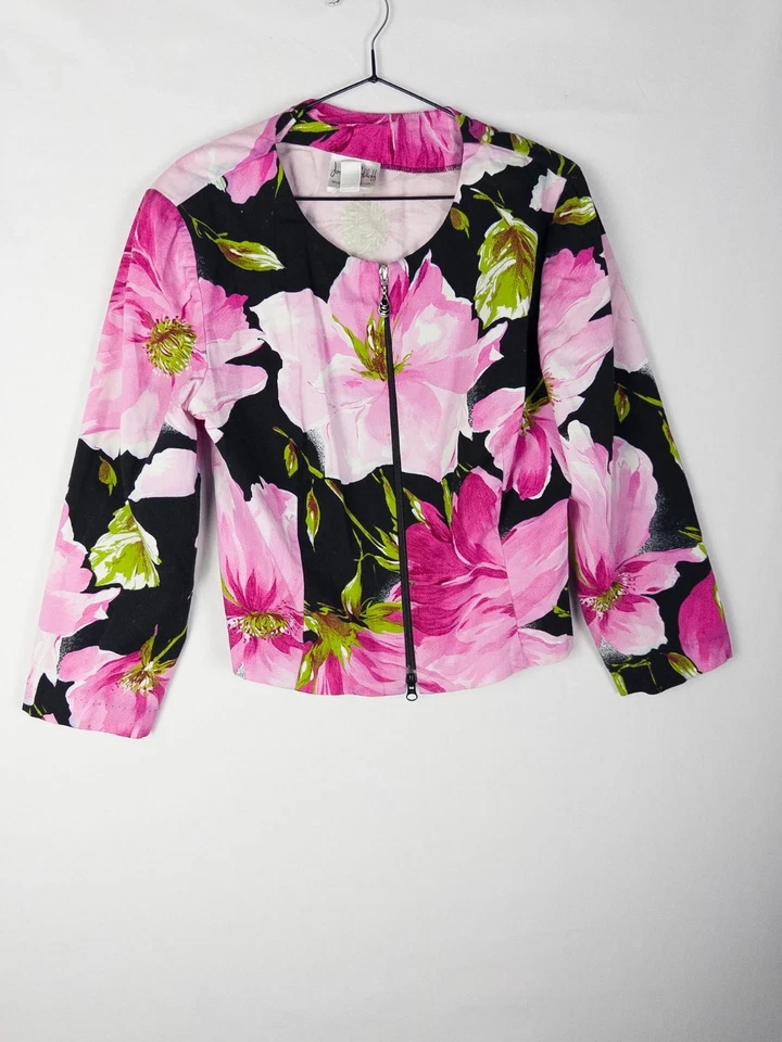 De Colección Joseph Ribkoff Chaqueta Mujer 12 Cremallera Completa Floral Obra de Arte Almohadilla para el Hombro Foto 2 de 4