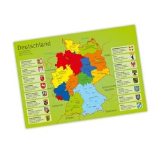 Poster didattico per bambini Germania A1/ A2/ A3 mappa Germania stati federali