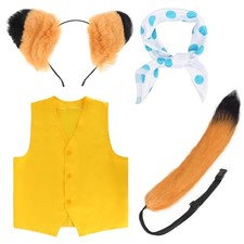 Yewong 4 Pieces Fox Cosplay Costume Set for Kids Faux Fur Fox Ears Headband