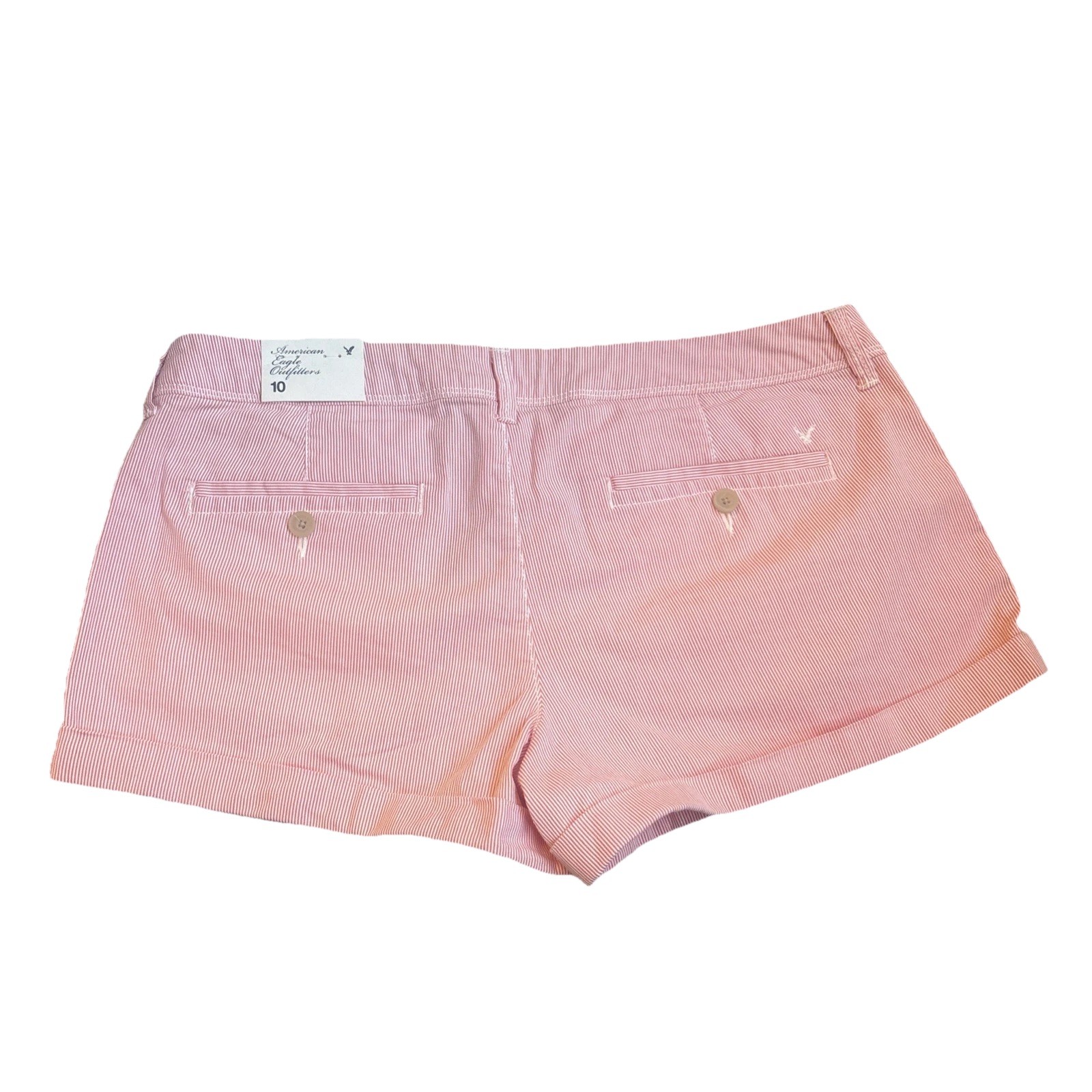 NEW American Eagle Women's Pink Y2K Rare Striped Shorts Inseam 3” VTG image 3