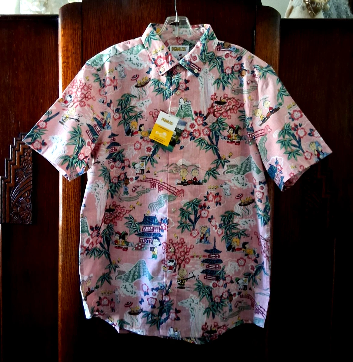 Reyn Spooner Men's " PEANUTS IN JAPAN" NWT TAILORED FIT Pink Button Front Sizes