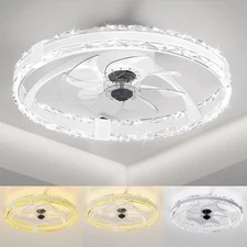 Ceiling Fans with Lights and Remote, 20'' Low Profile Flush Mount Ceiling Fan wi