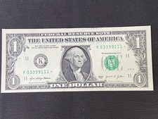 2021 - $1 - Star Note K03399111* Angel Number Ink Transfer Off Center - UNC