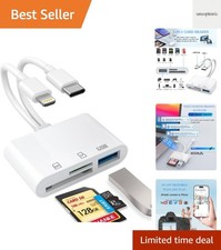 SD Card Reader for iPhone, iPad, USB C and Lightning Dual Port SD Card Adapte...