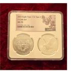 United States Mint American Eagle 2021 Type 1 & 2 MS 70 NGC 2 oz .999 Silver