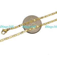 Designer Inspired 18K Yellow Gold Filled Flat Mariner Link Chain Necklace C090Y