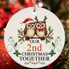 Our 2nd Anniversary Christmas Together Ornament 2 Year Owl Couple In Love Gift