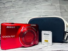 Nikon COOLPIX S6400 Red 16MP 12x Zoom Touchscreen English Menu Battery Case