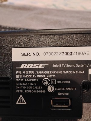 Bose Solo 5 TV Sound System Soundbar 418775 Black Wired Remote Control