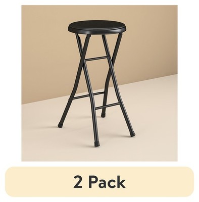 (2 Pack) Mainstays 24'' Vinyl Padded Folding Stool, Black