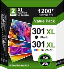 301XL ink cartridges black and colour, 301 colour 