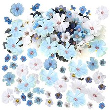 120 Pcs Artificial Flowers Bulk Mini Silk Flower for Crafts Blue Fresh Style