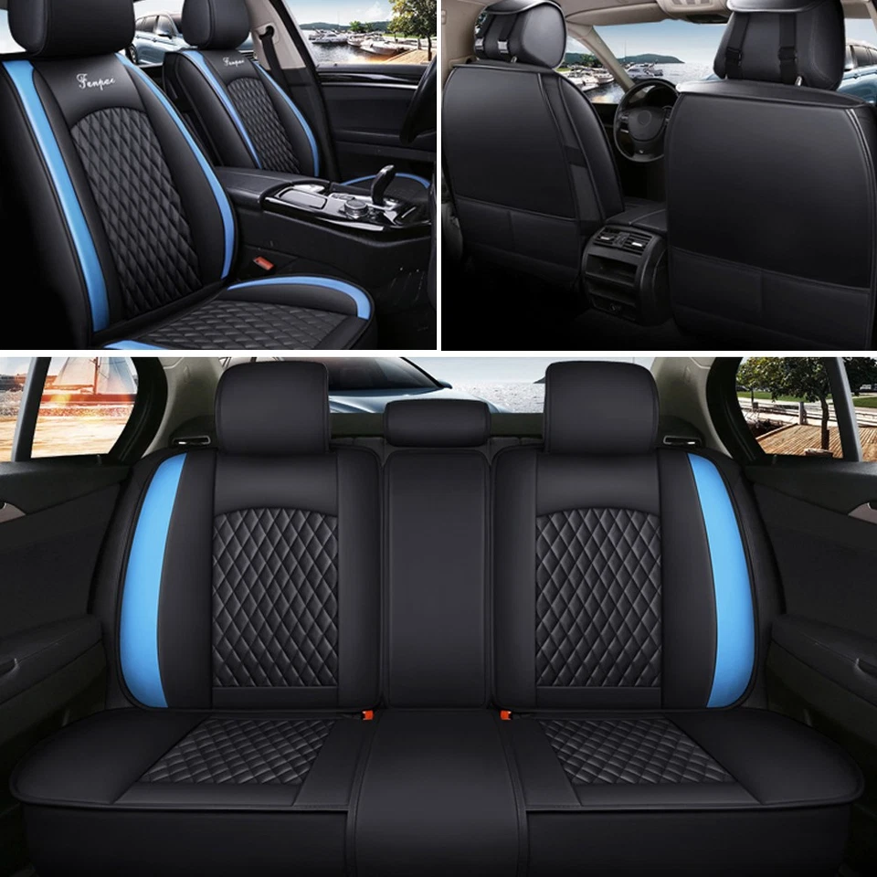 Car Seat Cover 5-eat for Hummer PU Leather ct0008 Black Blue - Image 2 of 4