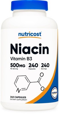Nutricost Niacin (Vitamin B3) 500mg, 240 Caps - Gluten Free and Non-GMO