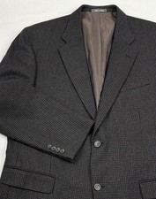 Oscar De La Renta 100 Lambswool Flannel Sport Coat Black/Brown Houndstooth 46L