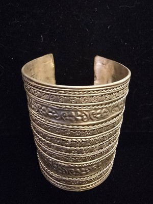Vintage Bohemian Ornate Embossed Cuff  Bangle Bracelet from India