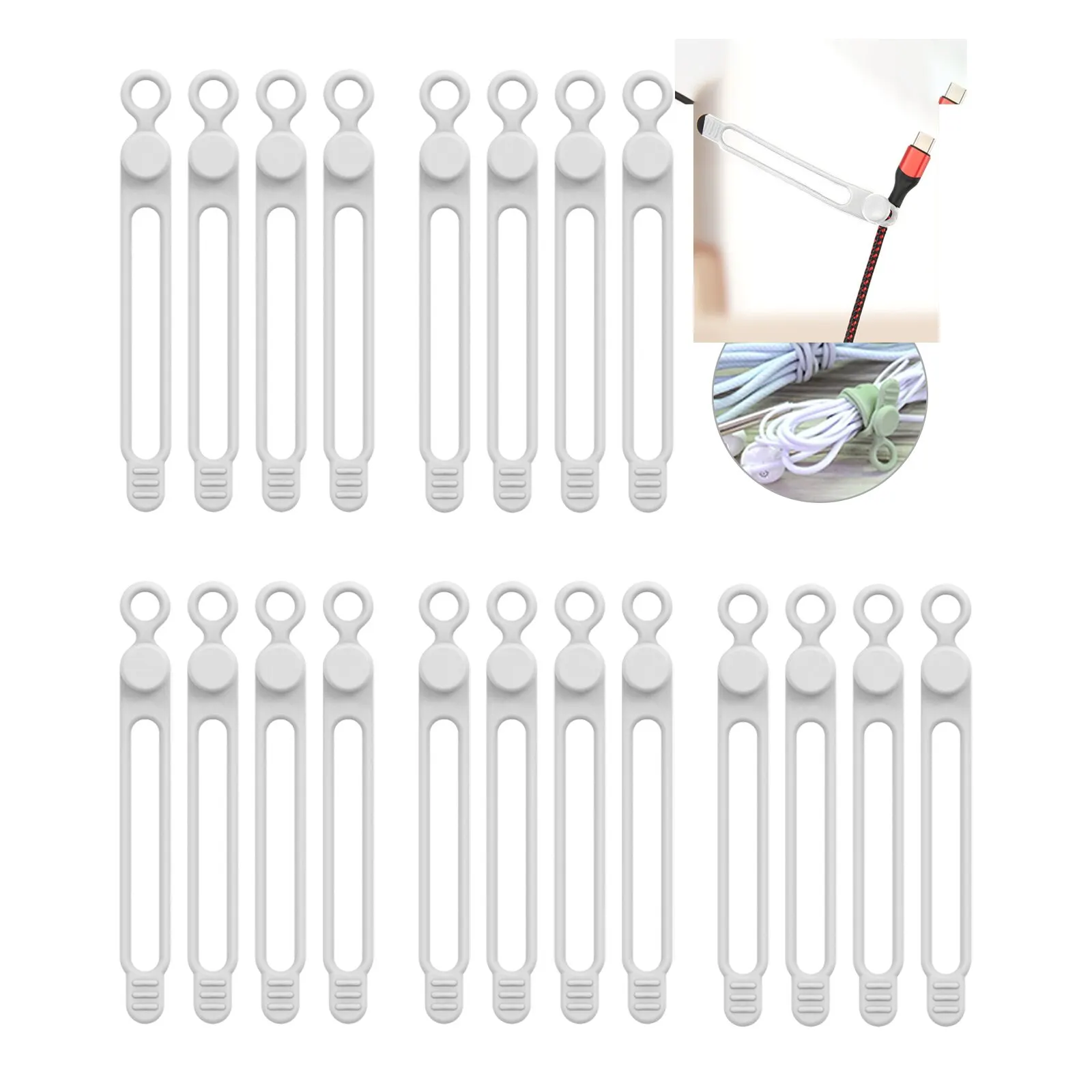 Silicone Cable Ties,Cord Organizer,Cable Straps,Reusable Cord Ties,Travel Cable